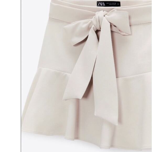 Zara Self-Tie Belted Ruffled Hem Skort Mini Skirt - Picture 4 of 10
